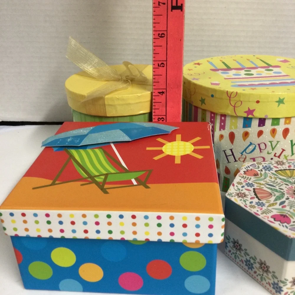 Voila Set of 6 Colorful Gift Boxes, NWOT